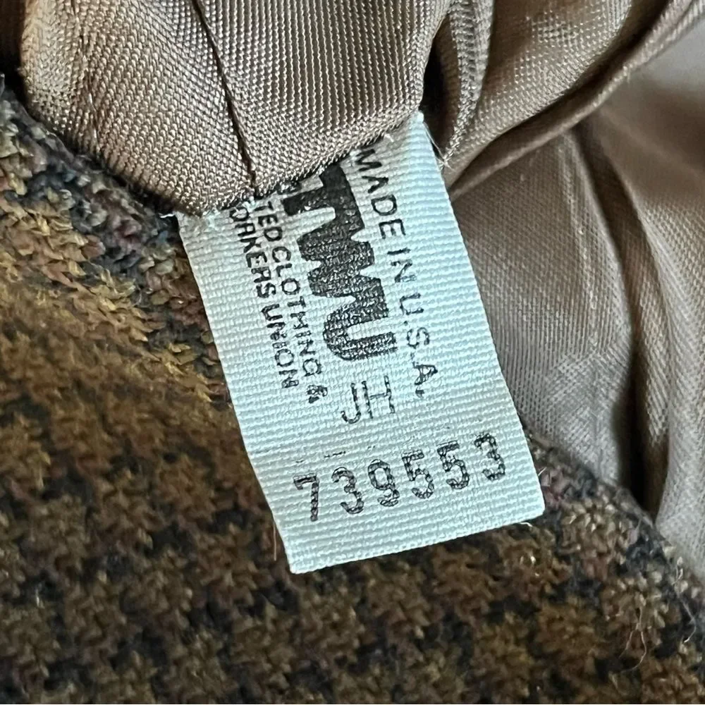 Vintage Brown Window Pane 100% Wool Blazer Coat Costume Prop Theatre